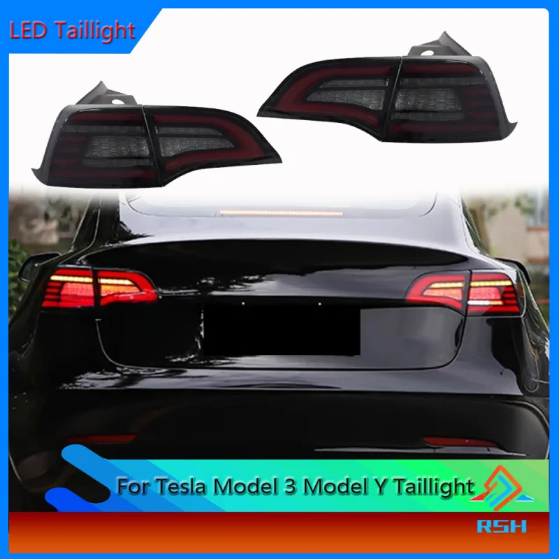 Für Tesla Model 3 Rücklichtmontage Model-Y Modifiziertes LED-Scanning-Fahrlicht Fließender Blinker Plug-and-Play-Zubehör