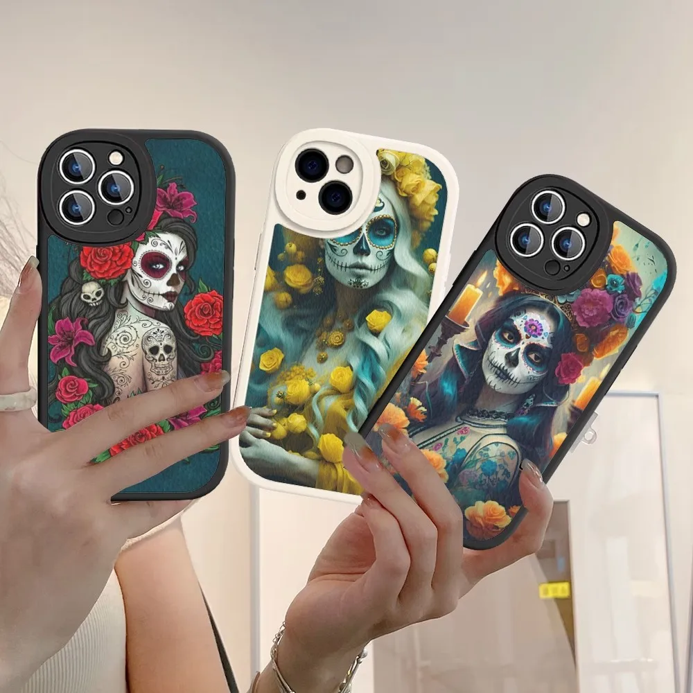 

Halloween Skull Girl Phone Case Hard Leather For iPhone 14 13 12 Mini 11 14 Pro Max Xs X Xr 7 8 Plus Fundas