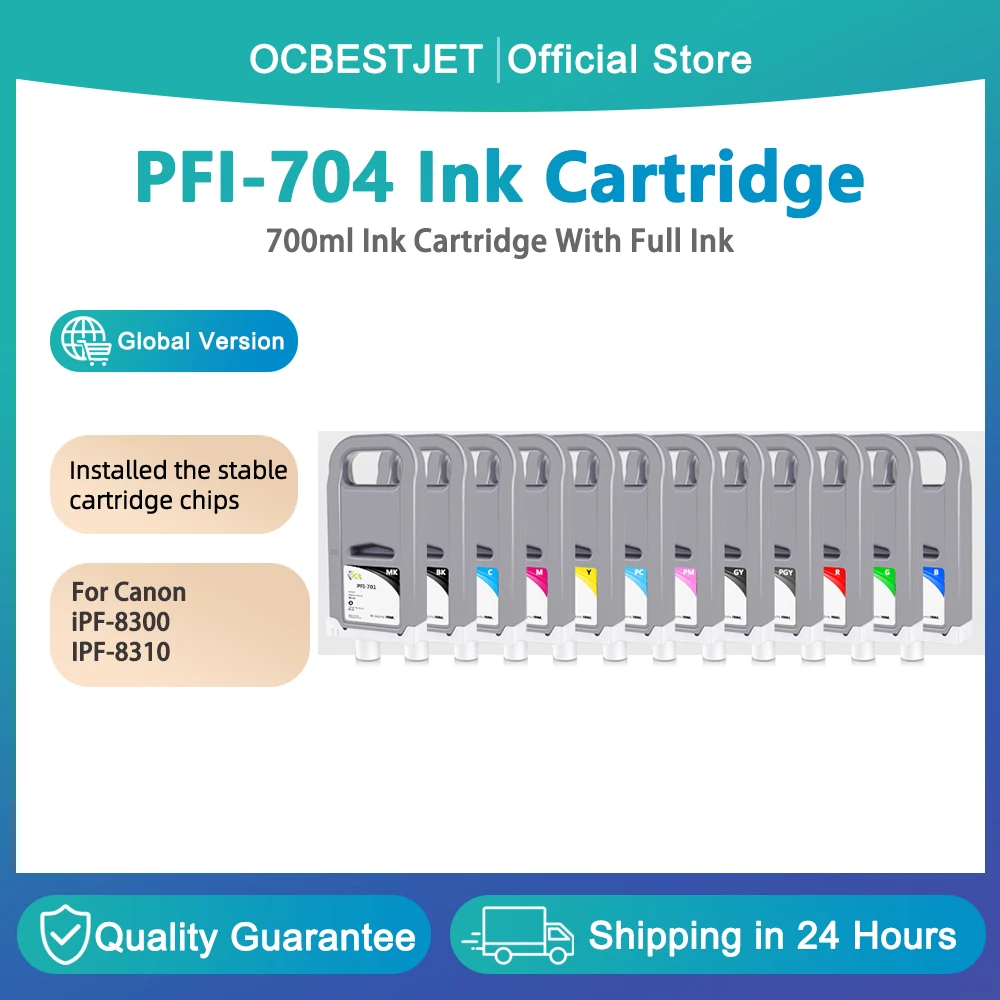 Compatible for Canon PFI-704 Ink Cartridge 700 ML Replacement to Use with IPF-8300 IPF-8310 IPF-8300S IPF-8310S 8300SE Printers