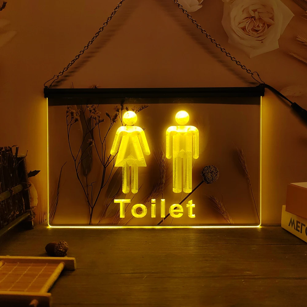 Unisex Men Women Male Female Toilet Restroom Washroom LED Neon Sign-3D Carving Wall Art for Home,Room,Bedroom,Office,Farmhouse