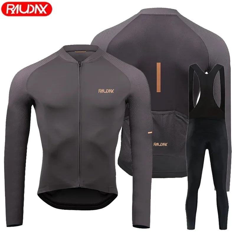 2023 Raudax Men\'s Summer Long Sleeve Cycling Jersey Set Breathable MTB Maillot Ropa Ciclismo  Spring and Autumn Cycling Clothing