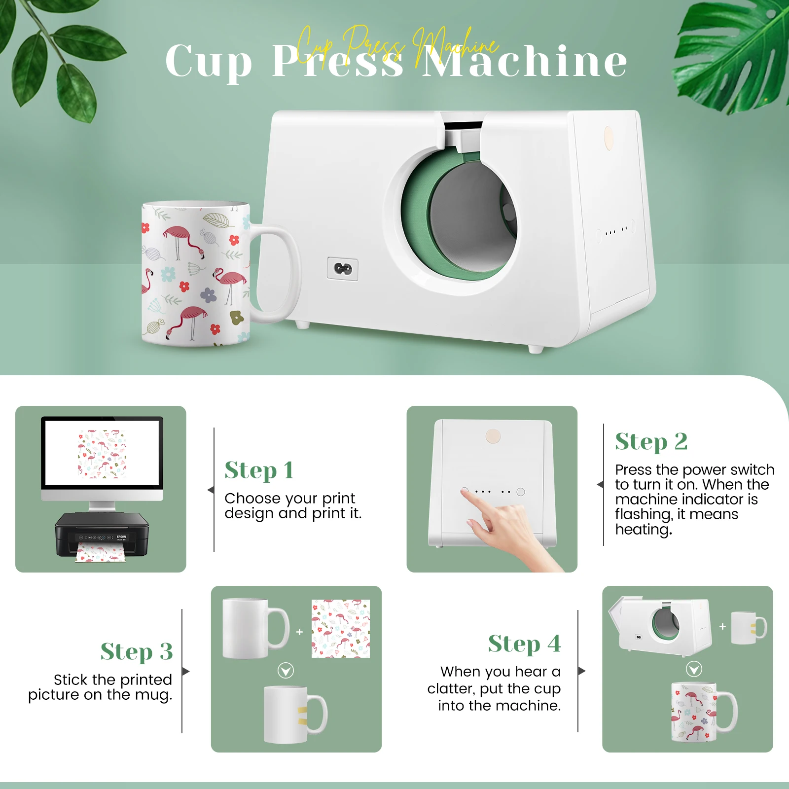 Portable 10-11Oz Cup Tumbler Heat Press Touchscreen DIY Gift Ceramic Mug Heat Presser Sublimation Transfer Auto Printing Machine