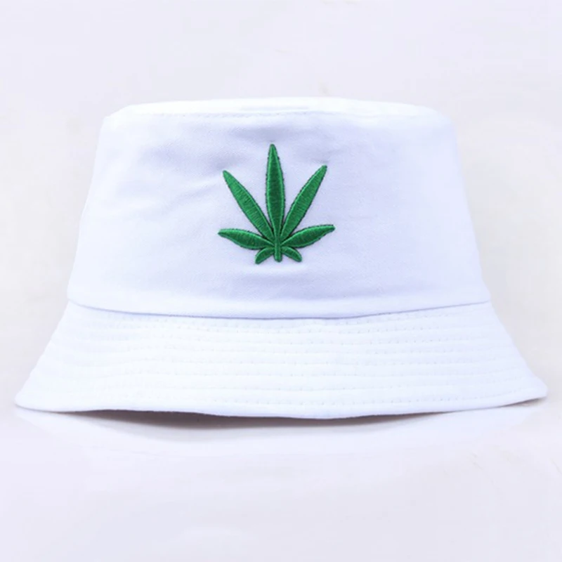 Maple Leaf Bucket Hat Hip Hop Casual Panama Hats Embroider Printed Cotton Men Women Summer Casual Wide Brim Sun Cap Unisex