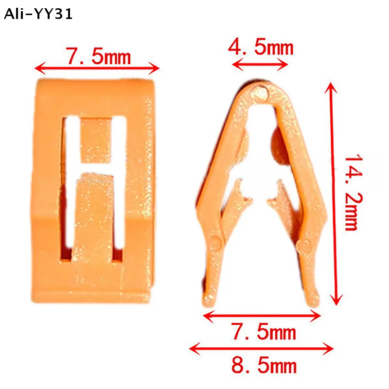 【1Y】20Pcs/Pack Plastic Fastener Clips Orange Color Clamps for Car Front Dashboard CD Player Clamp Clip Car Parts Accessories