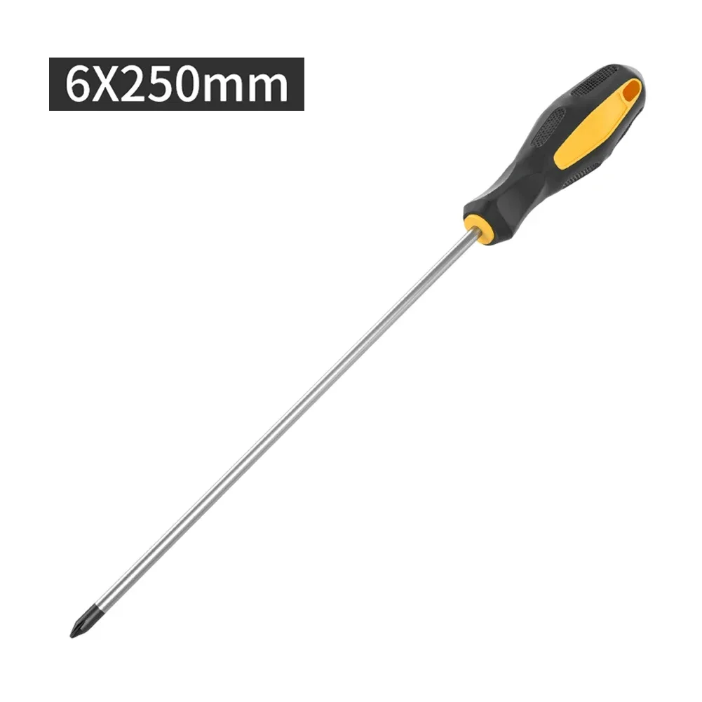 12Inch Long Slotted Cross Screwdriver Magnetic Slotted Screwdriver With Rubber Handle Tools Accessories 250mm*6mm