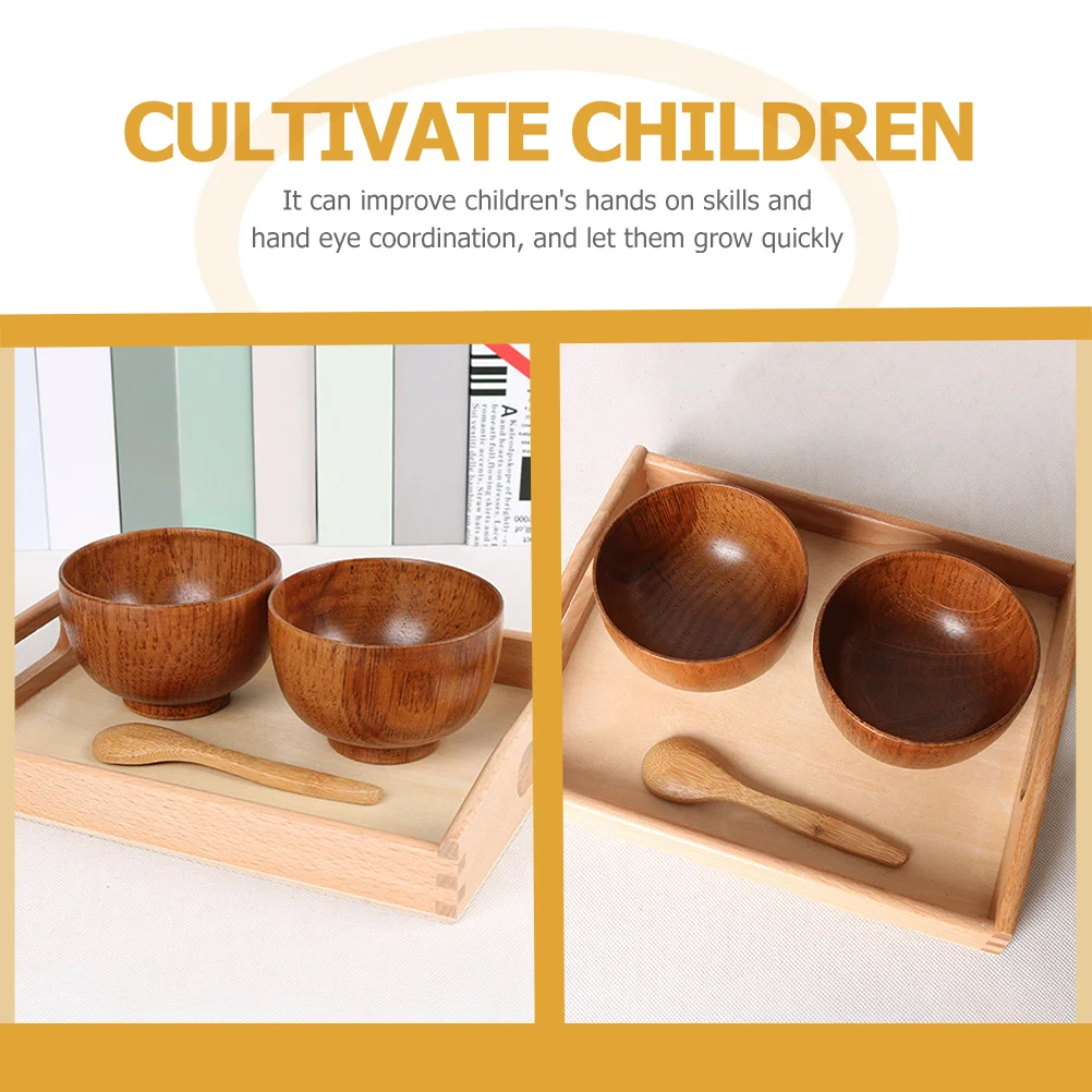 

1 set 1 Set Wooden Scooping Kids Bowl Spoon Playset Preschool Learning Tool Educational Kitchen For Children Motor Skill