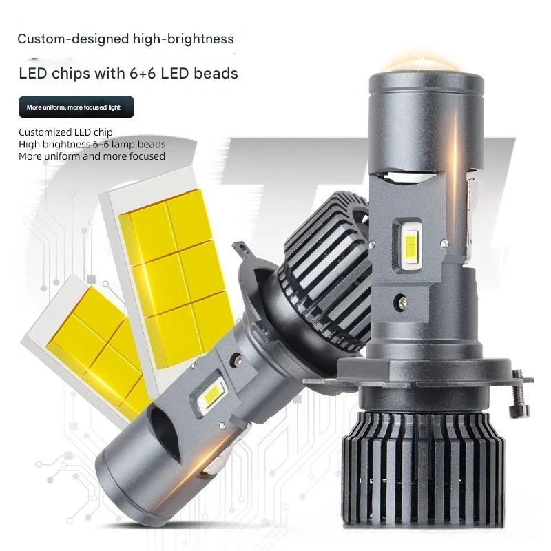 GT4 Bi-LED Projector Headlights H4 LED High Low Beam Fish Eye Lens Laser Super Bright White Light Car Motorcycle Retrofit Bulbs view 2