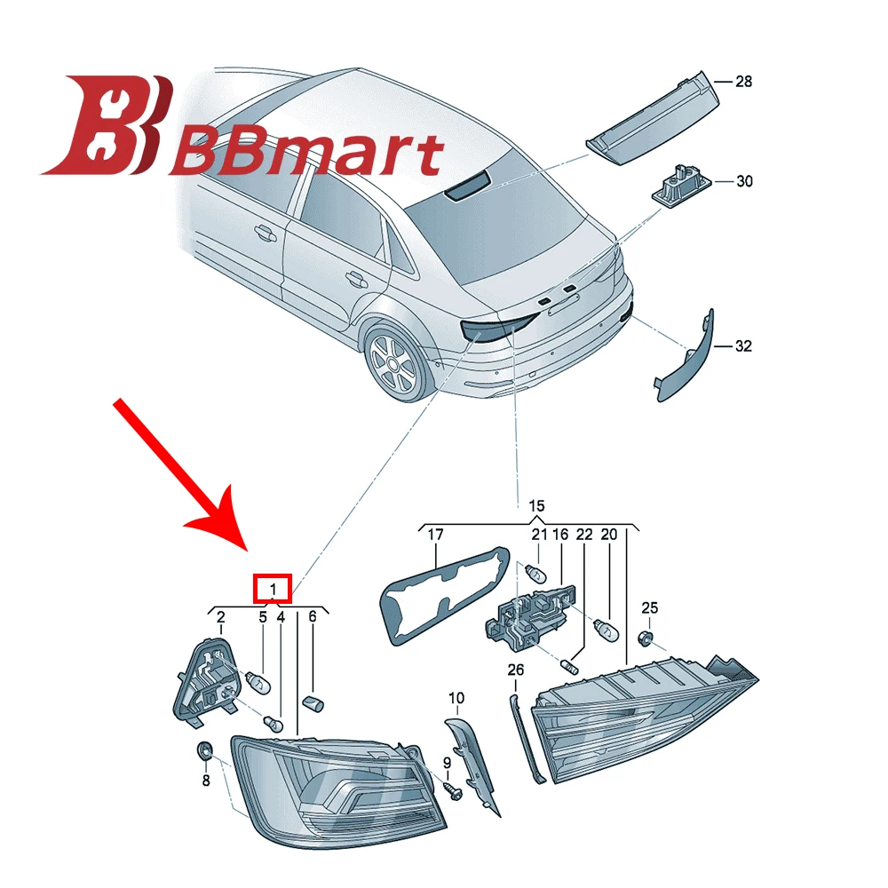 BBmart Auto Parts For Audi A3 Sportback Rear Reversing Light Brake Warning Signal Light 8V5945095A Car Accessories