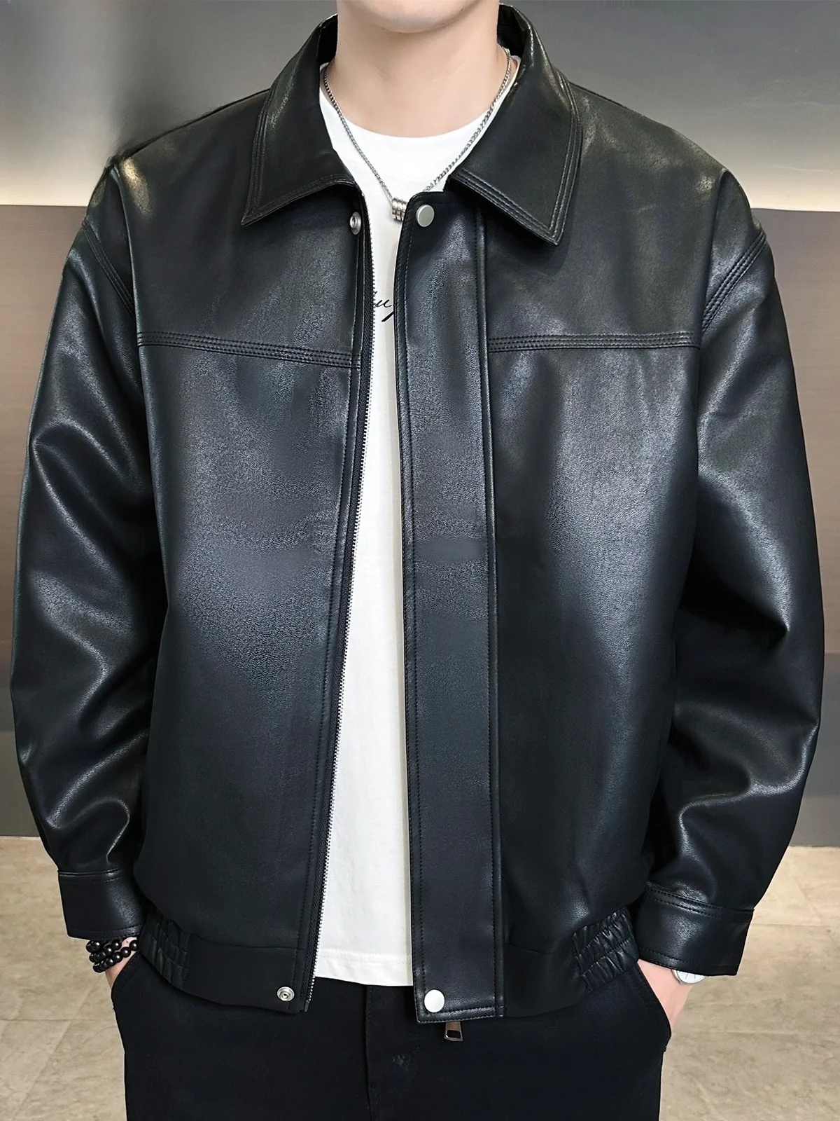 

Pierre Cardin American Sle Leather Jaet, мужская повседневная рабочая одежда, кожаное пальто с воротником irt, мужское осеннее новое поступление