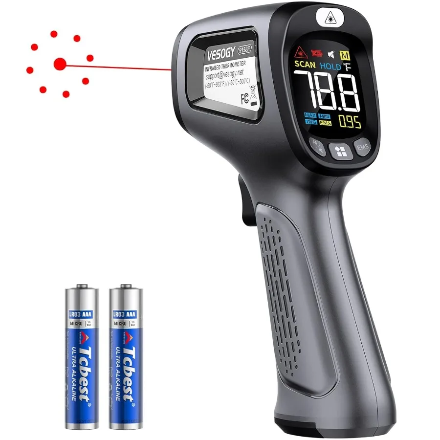 

Infrared Thermometer Gun for Cooking and Grilling: Accurate Temperature Measurement from 58F to 932F with AutoOff Feature Large