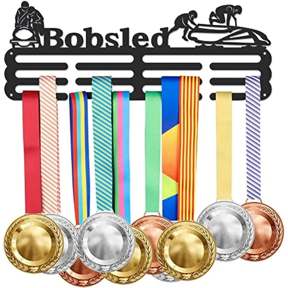 

Bobsled Medal Holder Sport Display Hanger Medal Trophy Display Rack Awards Metal Lanyard Sturdy Running Athlete Gift Over 60