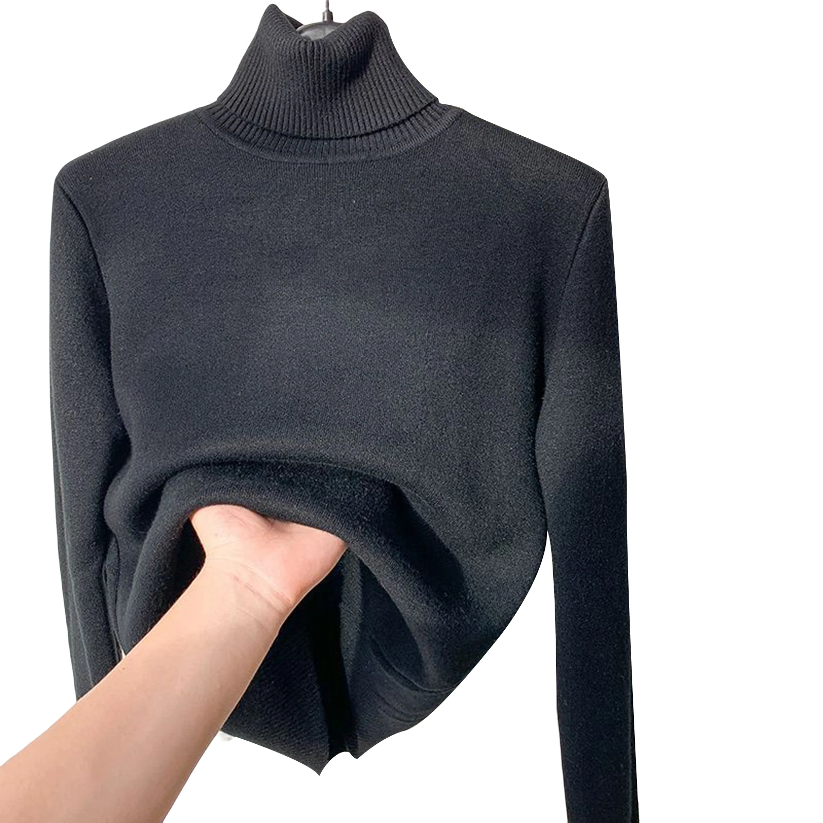 

Women's High Collar Knit Top Solid Color Soft Touch Winter Top for Autumn and Winter Wear
