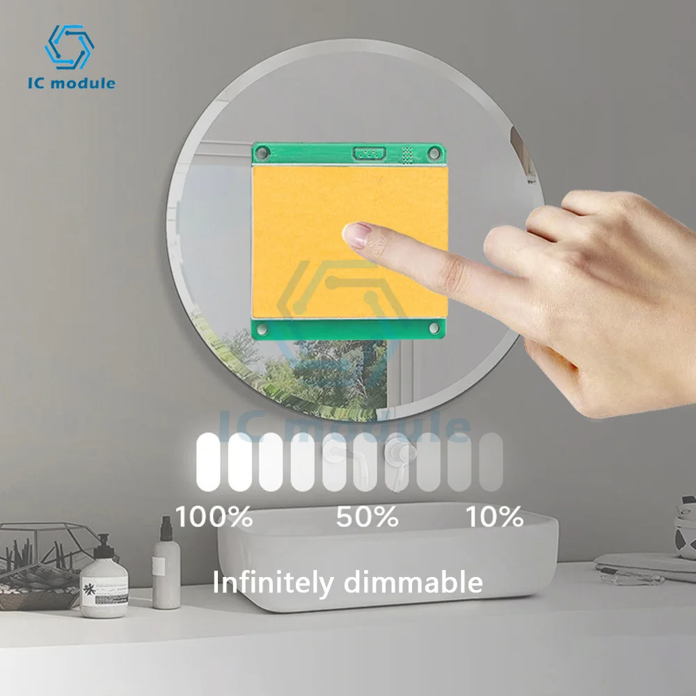 Dc12-24V Bathroom Smart Cosmetic Mirror Touch Sensor Switch For Mirror Led Dimming And Color Temperature Control Touch Switch