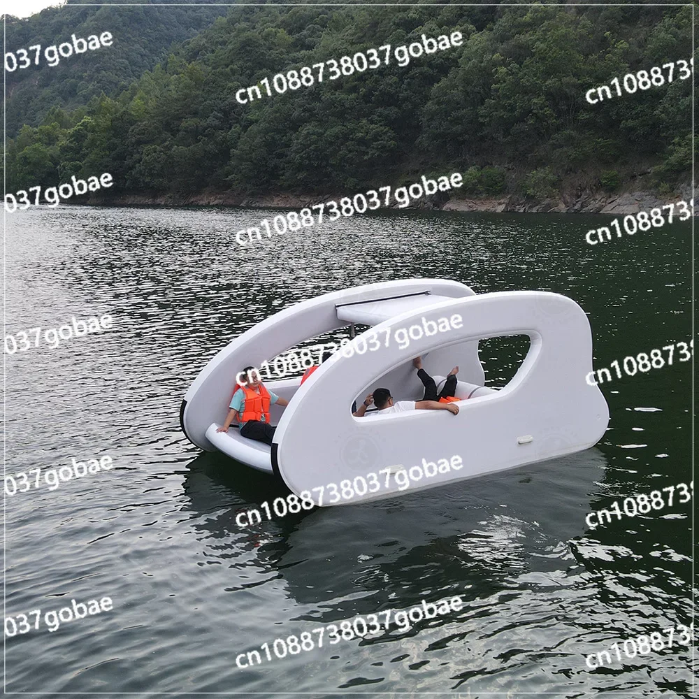 Outdoor large inflatable houseboat Water entertainment Catamaran inflatable house boat