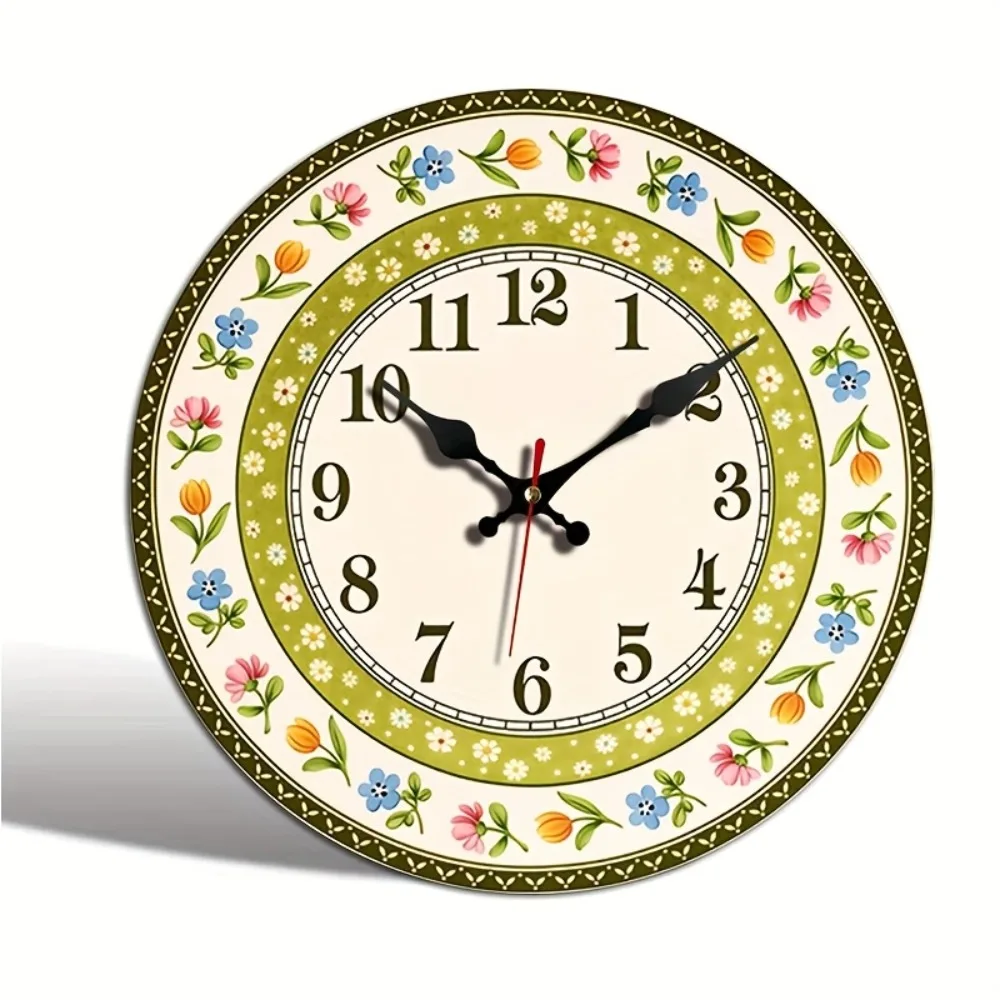 Rustic Floral Silent Quartz Wall Clock