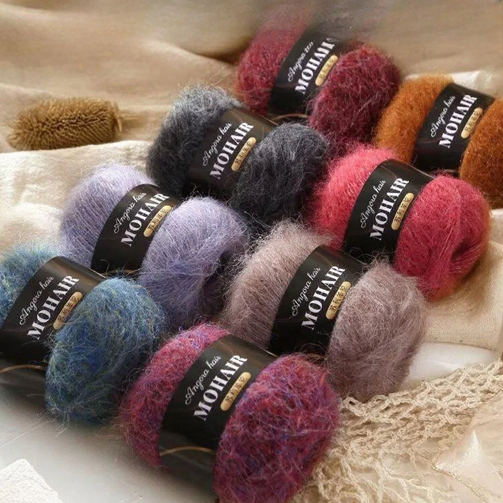 25 جرام/خيوط الموهير الألبكة، مواد محبوكة يدويًا، مناسبة لصنع البلوزات العصرية والسترات والأوشحة والقبعات والشالات