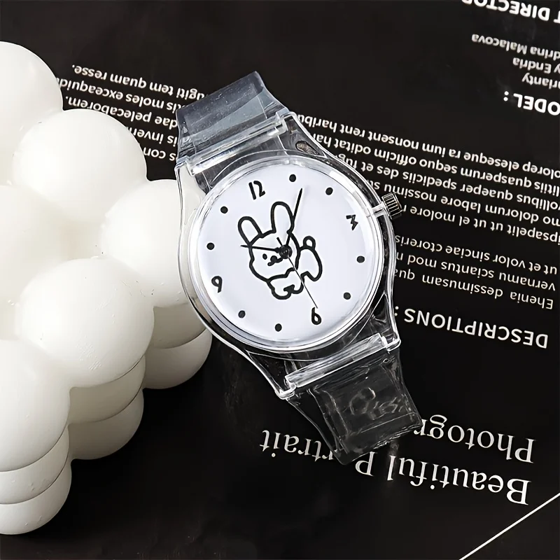 Ins Style Transparent Bear Watch - Cute Versatile Quartz Wristwatch for Students