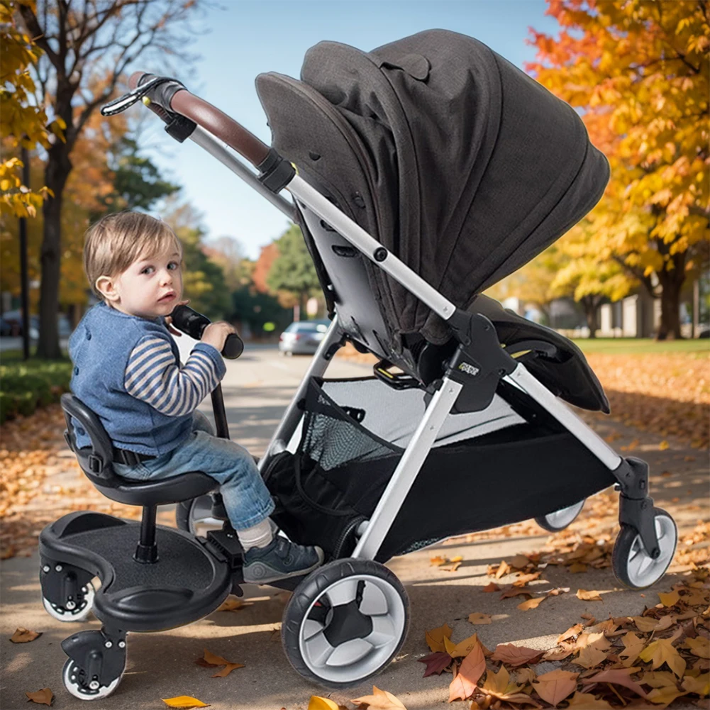 

Universal Second Child Standing Plate with Seat Twins Scooter Hitchhiker Second Children Auxiliary Trailer Stroller Accessories