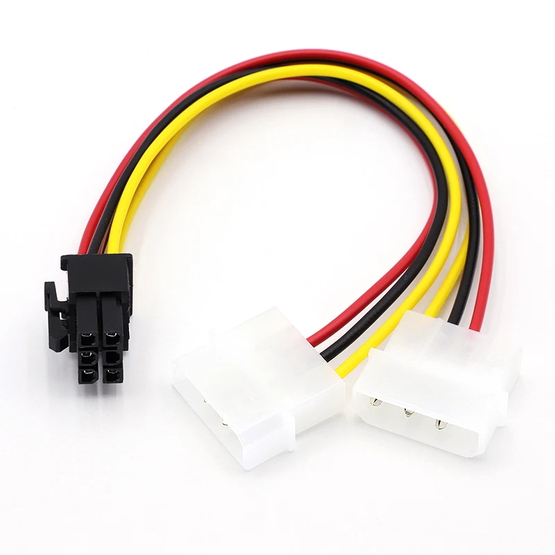 

1/2pcs IDE Dual 4pin Molex Male to 6 Pin Female PCI-E Y Molex IDE Power Cable Adapter Connector for Video Cards