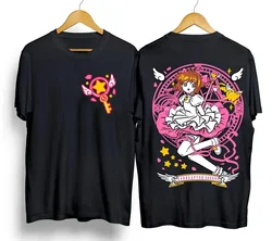 女性用カードキャプターサクラTシャツ,特大Tシャツ,前面と背面のカワイギフトシャツ,ケロちゃん服,すべてのサイズ