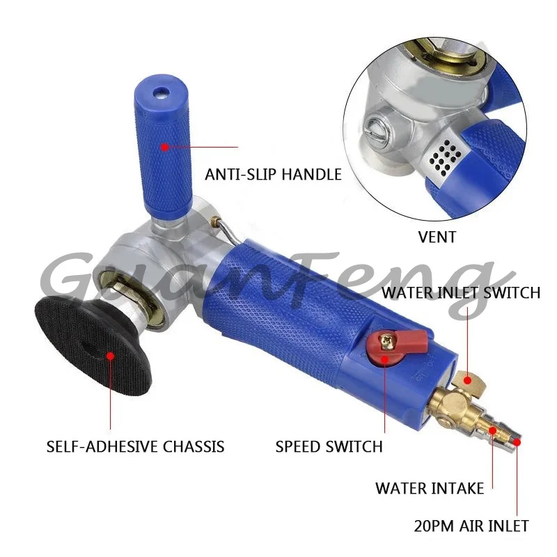 Water injection pneumatic sander 4 inch water mill wet polishing machine