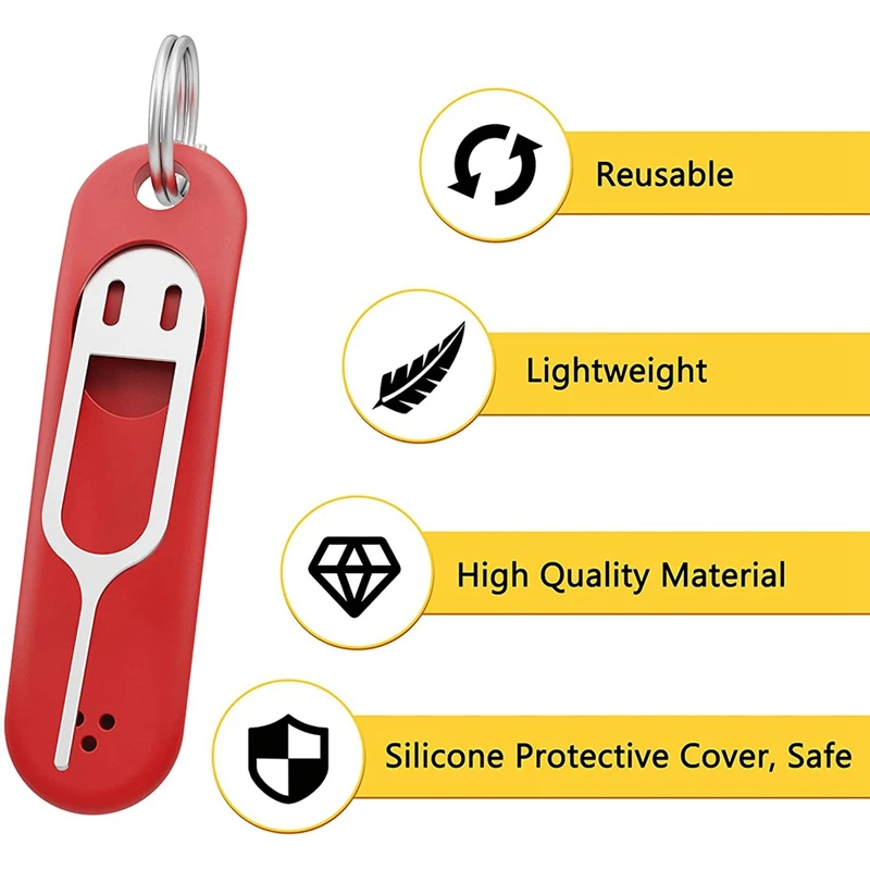 6Pcs SIM Card Removal Tool-Sim Card Tray Pin Eject Removal Tool Needle Opener Ejector,With Removable Key Chain