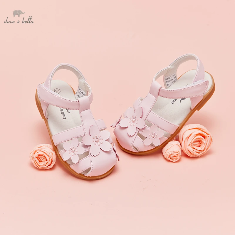 DB2222602  Dave Bella summer fashion baby girls floral appliques shoes cute children girl brand shoes