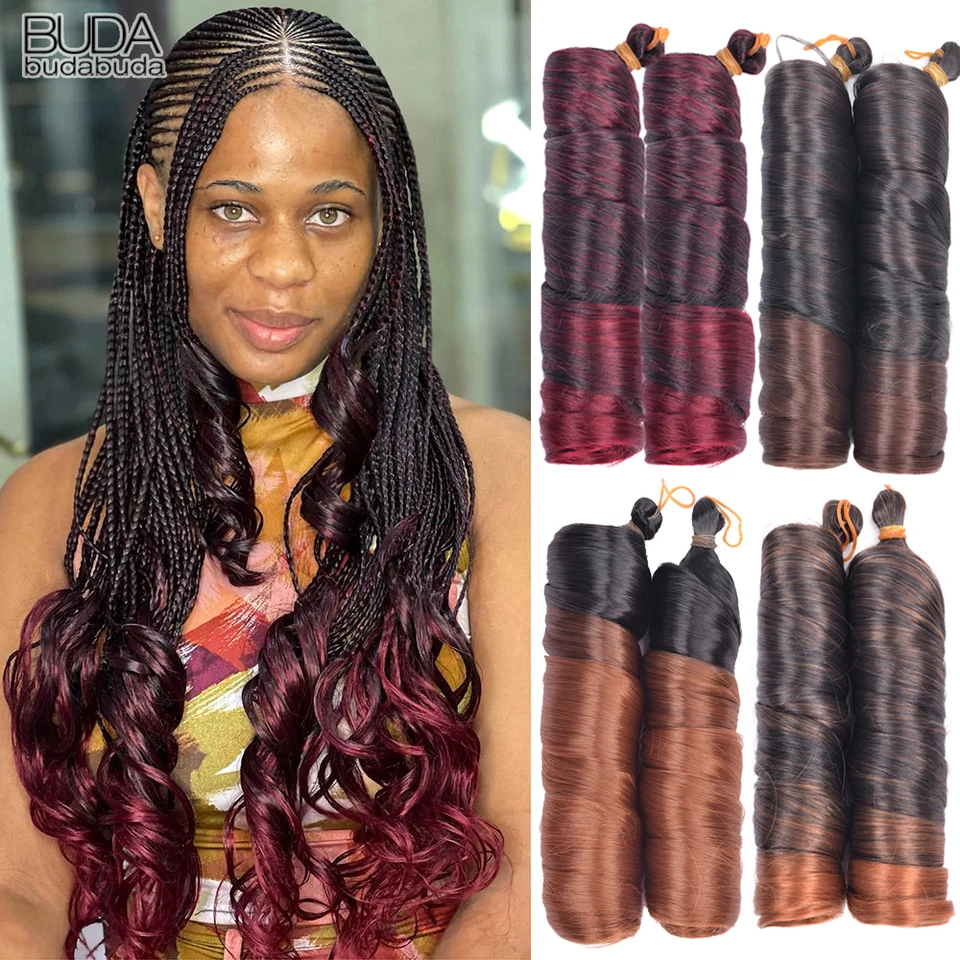 Cabello para trenzas con rizos franceses de 24 pulgadas, sintético, rizos en espiral, pre-estirado, onda suelta 2