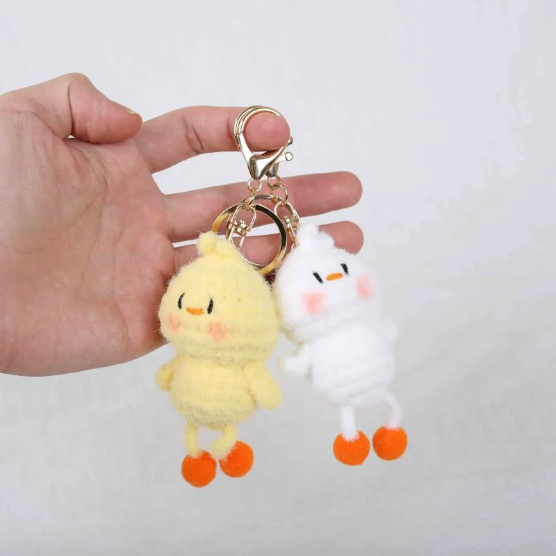 

Серия забавных кукол с животными, вязаный брелок ручной работы, вязаный крючком, маленький брелок в виде цыпленка, милая кукла-утка, вязаные крючком брелоки, оптовая продажа, подарок