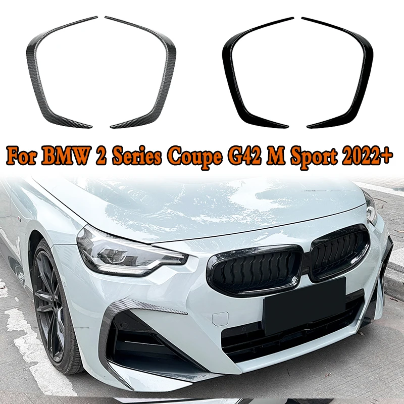 

For BMW 2 Series Coupe G42 M Sport 2022+ Front Bumper Cover Wind Knife ABS Glossy Black Fog Lamp Trim Blade Trim Light Car Parts