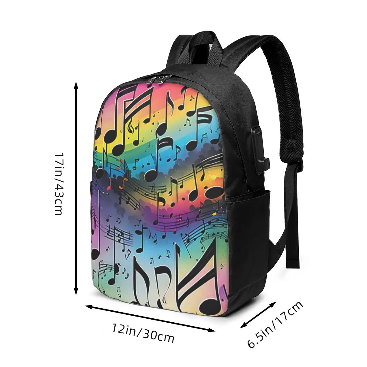 Colorful Musical Note Graffiti Pattern Backpack Travel Notebook Bag Computer College Student School Bag Laptop Shoulder Bags