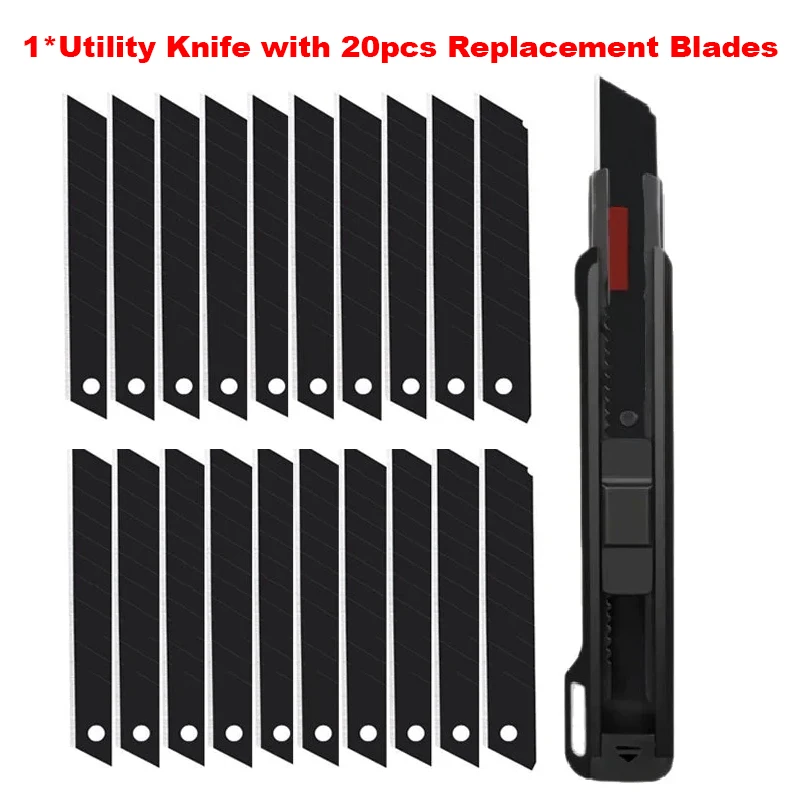 

Heavy Duty Sharp Utility Knife,Utility Knife Box Cutter with Extra 10/20PCS Blades, Box Knife for Cartons,Stationery Supplies