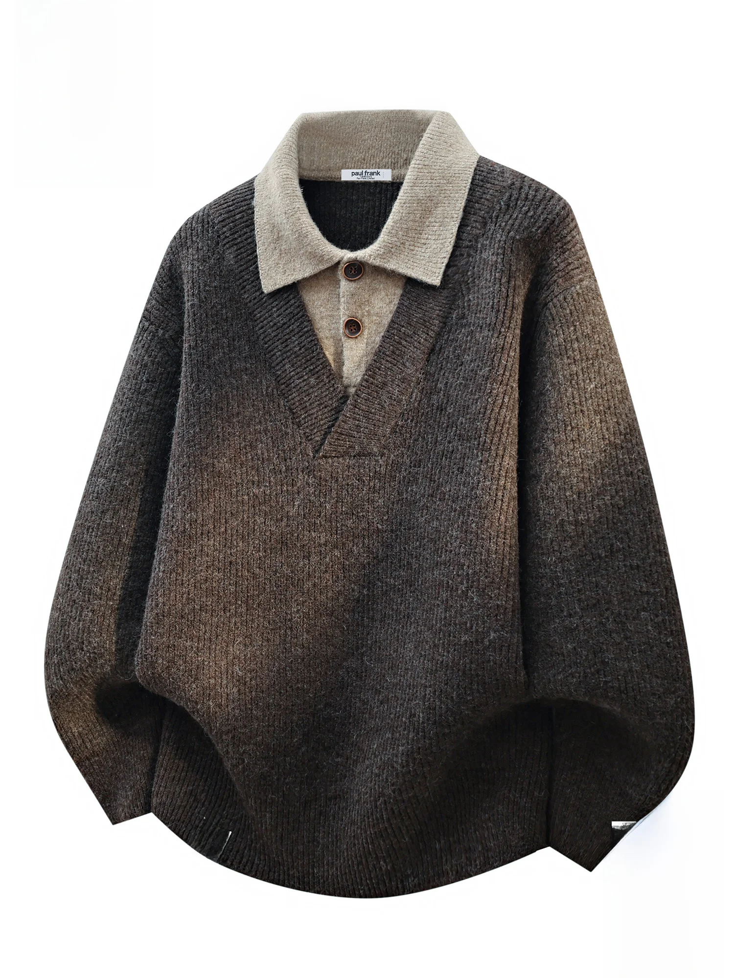 

Мужской повседневный вязаный свитер Paul Frank с воротником-стойкой и принтом обезьяны, зимний, теплый, утолщенный, с длинными рукавами, для отдыха и повседневной носки