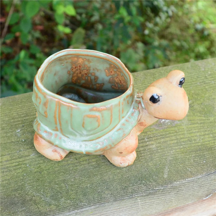 Ceramic Hedgehog Turtle Succulent Planter with Glazed Pottery Variation- Ideal for Indoor Decor