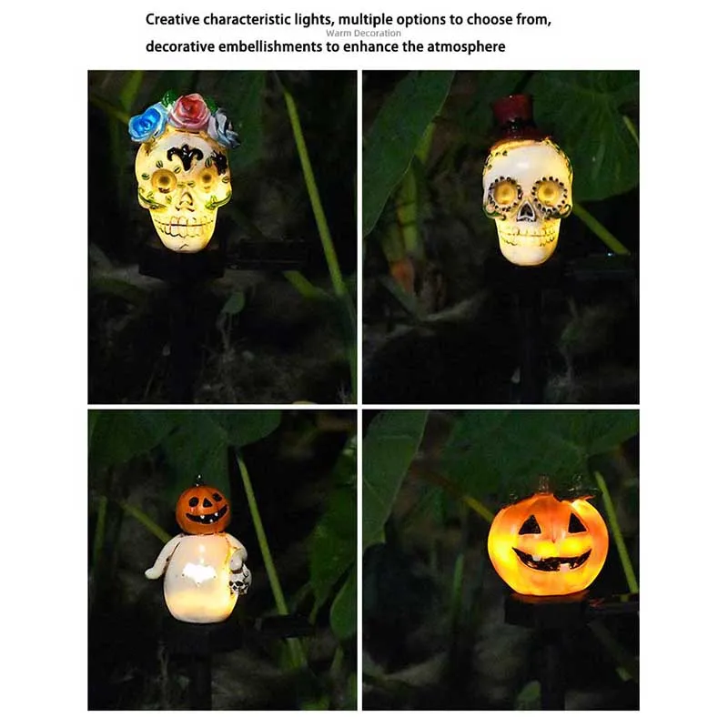 Simulated Skull Halloween Party Atmosphere Decorative Light Outdoor Ghost Pumpkin Head Ornament Landscape Light