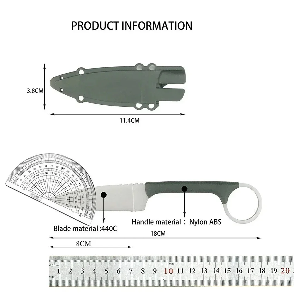 Coltello da frutta multiuso da campeggio all'aperto Quotidiano portatile EDC Piccolo coltello dritto Coltello da autodifesa tattico per caccia avventurosa nella giungla