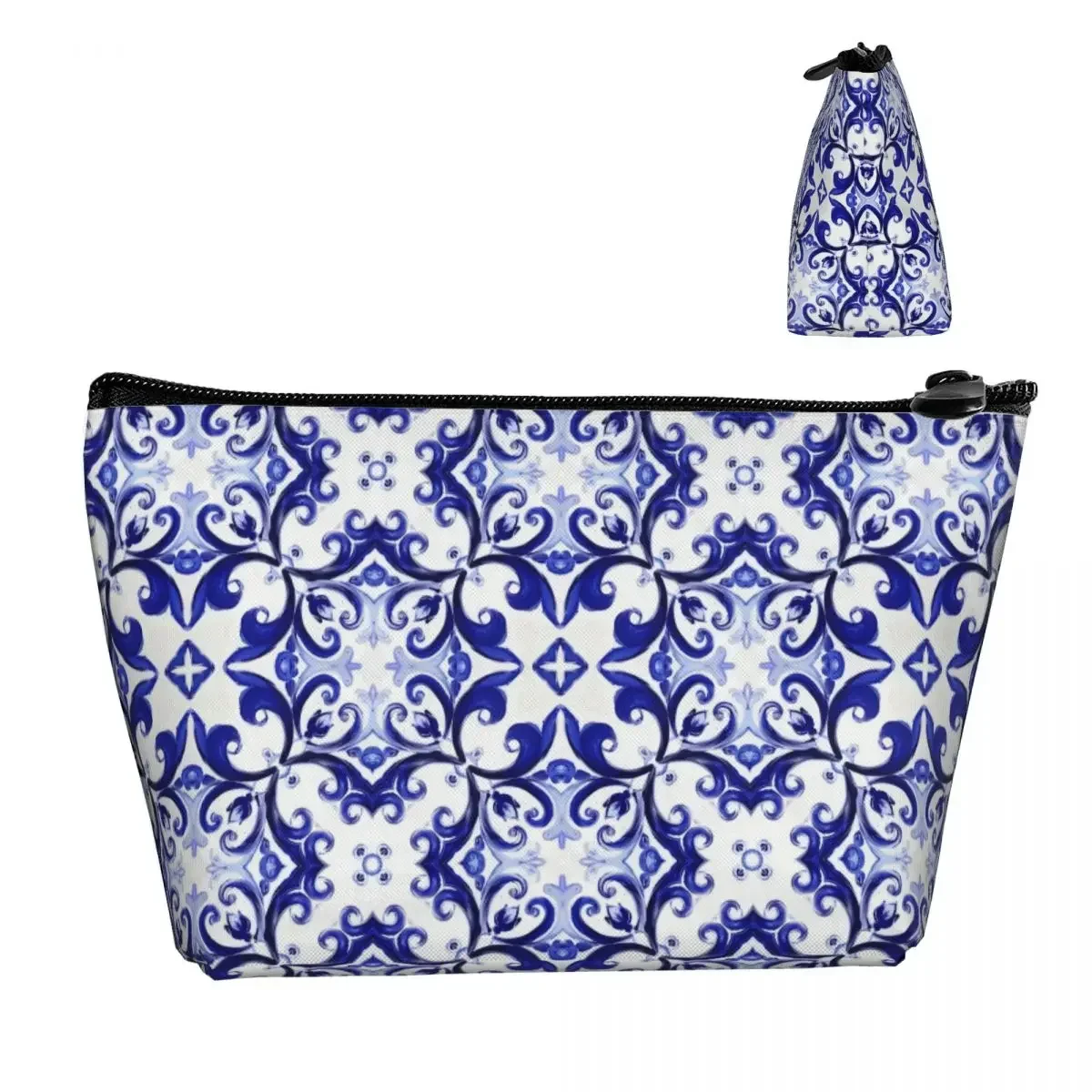 Summer,blue Tiles,mosaic,Sicilian Style Makeup Bag Key Storage Bag Cosmetic Case Cosmetics Organizer For Women Ladies Gift