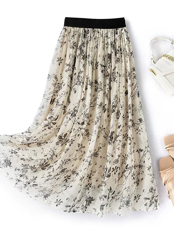 

Новая летняя пляжная юбка А-силуэта из полиэстера с принтом вишневого цвета, расклешенная, стройнящая, для фигуры типа «груша»