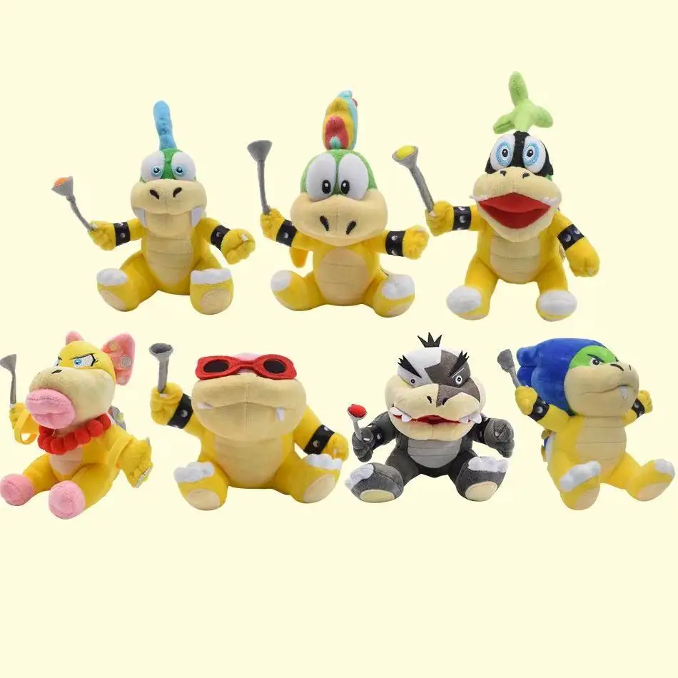 Set de Peluches de la Familia Koopa de Mario - 7 Estilos de Juguetes de Peluche Suaves de Bowser Jr, Personajes de Videojuegos para Regalo de Cumpleaños para Niños