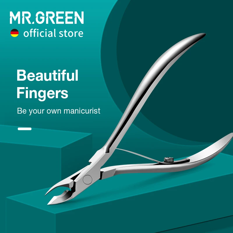 MR.GREEN Pinza para cutículas de uñas, tijeras para manicura, producto para eliminar la piel muerta de acero inoxidable, herramienta empujadora, recortadora