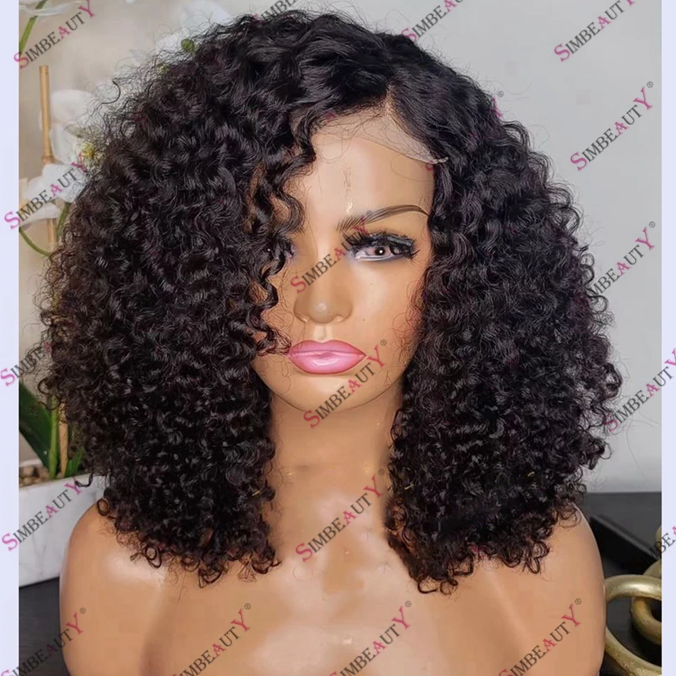 Human Hair Jerry Curly Side Part Remy Indian Hair Lace Front Wig for Black Women 250% Density Thick and Full 360 Lace Curl Wig