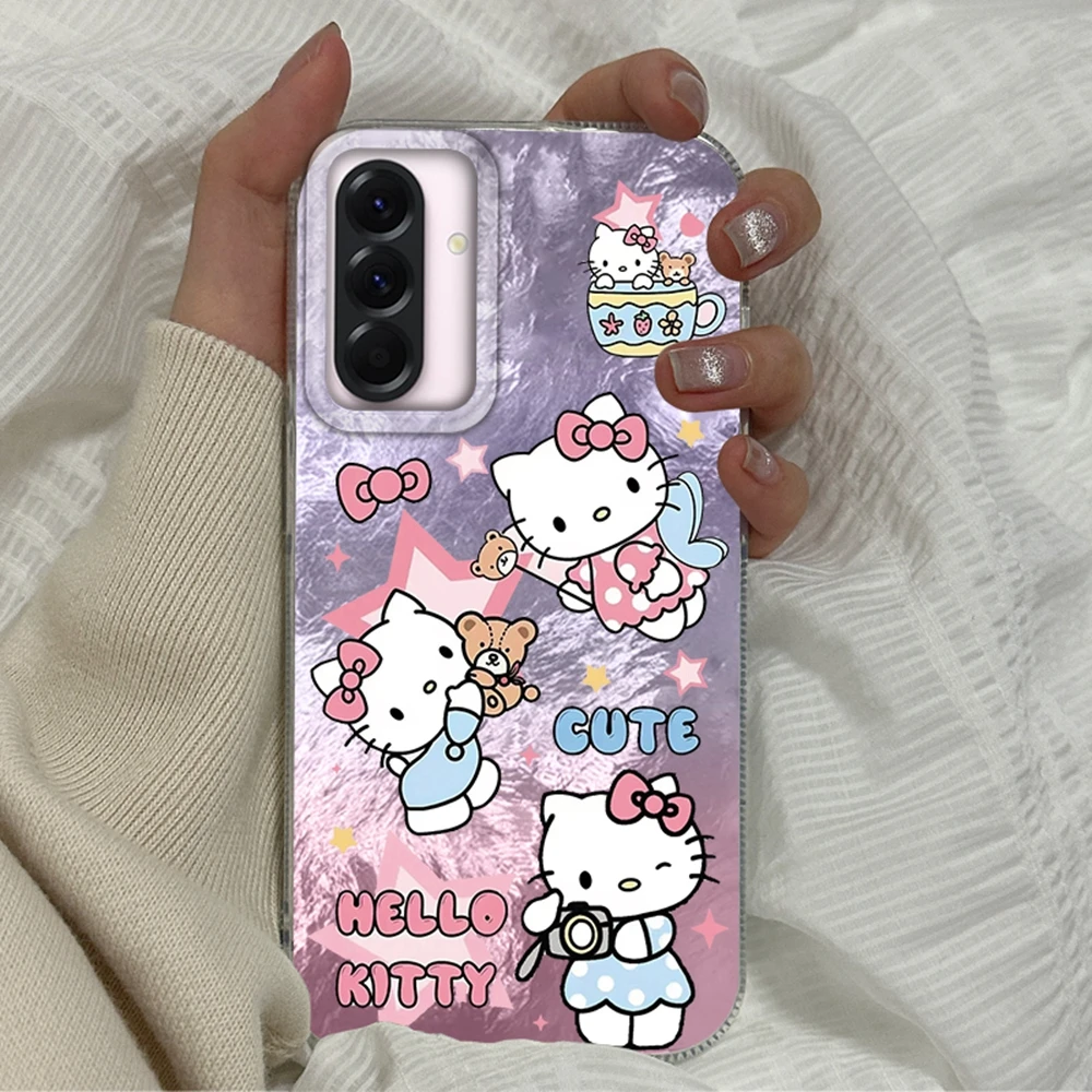 Casing Kartun Kucing Perempuan untuk Samsung Galaxy A16 A56 A17 A26 A36 A06 A07 A55 A35 A25 A54 S24 S25 Ultra S22 S23 FE Sampul Funda