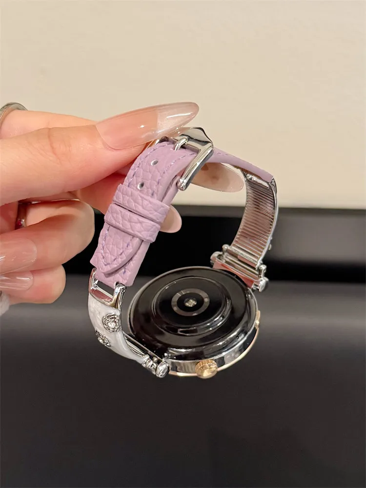 

Suitable for HW Watch Fit3/Fit4 straps and HW Band 8/9/10NFC metal floral leather handmade straps