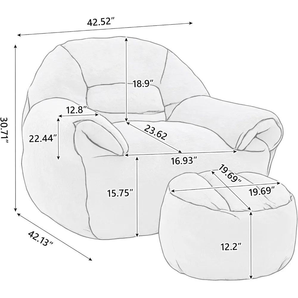 كراسي كبيرة من الجلد الصناعي لغرف النوم وغرف المعيشة مع حشوة شاملة