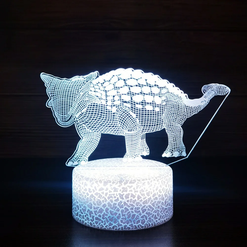 3D Cute Dinosaur Night Light Kids LED Dino Lamp Lovely USB Acrylic Glasses Table Nightlight for Children Gift Lamp Bedroom Decor view 4