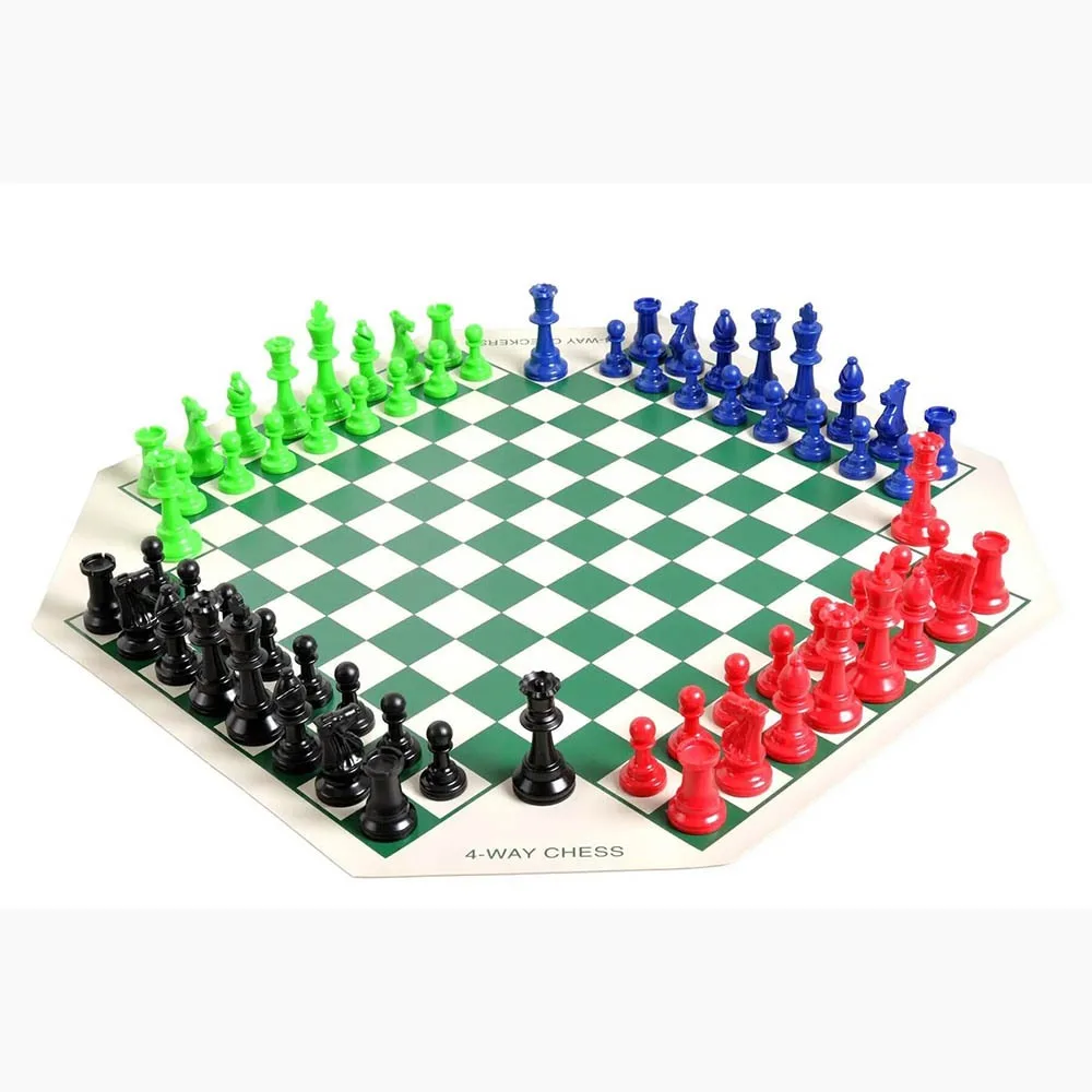 Four-player chess is a game in which 4 people play chess together