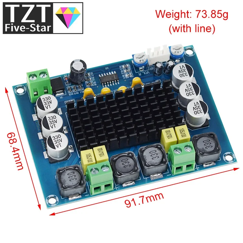 TZT DC 12V 24V 120W*2 TPA3116 D2 Dual Channel digital Power audio amplifier board  good