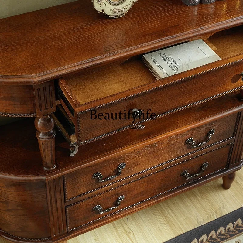 E182 American retro European decorative solid wood gate entrance table entry three-bucket cabinet dining side cabinet entry