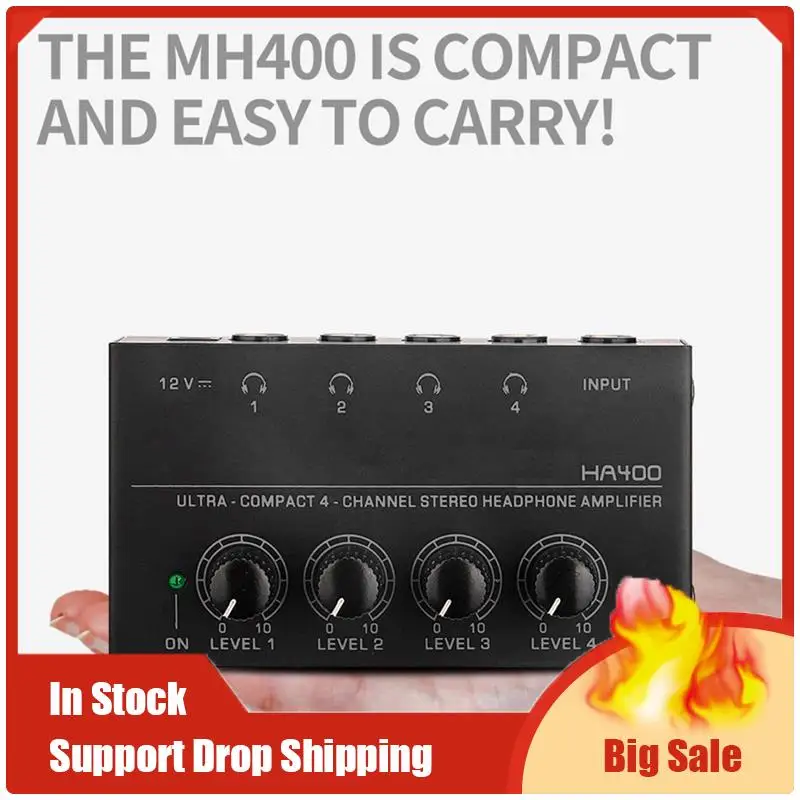 Top Angebote Schwarz HA400 Kopfhörer Verstärker 4-Wege Monitor Kopfhörer Verstärker Kopfhörer Monitor Verstärker Mit UNS Stecker AC100-240V