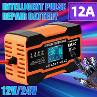 12V 24V 12A 10A Battery Charger Smart Fast Charging for Car Batteries 7-Stage Charge Pulse Repair for AGM GEL WET Lead Acid